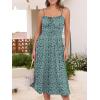 imageCaracilia Women Summer Floral Corset Midi Sundress Casual Spaghetti Strap Beach Vacation Wedding Guest Milkmaid Dress PocketsDark Green Blue Floral