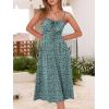 imageCaracilia Women Summer Floral Corset Midi Sundress Casual Spaghetti Strap Beach Vacation Wedding Guest Milkmaid Dress PocketsDark Green Blue Floral