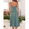 imageCaracilia Women Summer Floral Corset Midi Sundress Casual Spaghetti Strap Beach Vacation Wedding Guest Milkmaid Dress PocketsDark Green Blue Floral