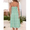 imageCaracilia Women Summer Floral Corset Midi Sundress Casual Spaghetti Strap Beach Vacation Wedding Guest Milkmaid Dress PocketsGreen White Floral