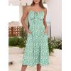 imageCaracilia Women Summer Floral Corset Midi Sundress Casual Spaghetti Strap Beach Vacation Wedding Guest Milkmaid Dress PocketsGreen White Floral