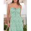 imageCaracilia Women Summer Floral Corset Midi Sundress Casual Spaghetti Strap Beach Vacation Wedding Guest Milkmaid Dress PocketsGreen White Floral