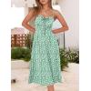 imageCaracilia Women Summer Floral Corset Midi Sundress Casual Spaghetti Strap Beach Vacation Wedding Guest Milkmaid Dress PocketsGreen White Floral