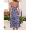 imageCaracilia Women Summer Floral Corset Midi Sundress Casual Spaghetti Strap Beach Vacation Wedding Guest Milkmaid Dress PocketsLeaf Printed