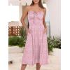imageCaracilia Women Summer Floral Corset Midi Sundress Casual Spaghetti Strap Beach Vacation Wedding Guest Milkmaid Dress PocketsPink Floral