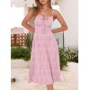 imageCaracilia Women Summer Floral Corset Midi Sundress Casual Spaghetti Strap Beach Vacation Wedding Guest Milkmaid Dress PocketsPink Floral