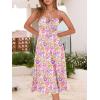 imageCaracilia Women Summer Floral Corset Midi Sundress Casual Spaghetti Strap Beach Vacation Wedding Guest Milkmaid Dress PocketsPink Purple Floral