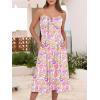 imageCaracilia Women Summer Floral Corset Midi Sundress Casual Spaghetti Strap Beach Vacation Wedding Guest Milkmaid Dress PocketsPink Purple Floral