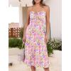 imageCaracilia Women Summer Floral Corset Midi Sundress Casual Spaghetti Strap Beach Vacation Wedding Guest Milkmaid Dress PocketsPink Purple Floral