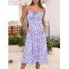 imageCaracilia Women Summer Floral Corset Midi Sundress Casual Spaghetti Strap Beach Vacation Wedding Guest Milkmaid Dress PocketsPurple Pink Floral