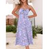 imageCaracilia Women Summer Floral Corset Midi Sundress Casual Spaghetti Strap Beach Vacation Wedding Guest Milkmaid Dress PocketsPurple Pink Floral