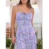 imageCaracilia Women Summer Floral Corset Midi Sundress Casual Spaghetti Strap Beach Vacation Wedding Guest Milkmaid Dress PocketsPurple Pink Floral