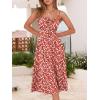 imageCaracilia Women Summer Floral Corset Midi Sundress Casual Spaghetti Strap Beach Vacation Wedding Guest Milkmaid Dress PocketsRed White Floral