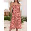 imageCaracilia Women Summer Floral Corset Midi Sundress Casual Spaghetti Strap Beach Vacation Wedding Guest Milkmaid Dress PocketsRed White Floral