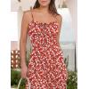 imageCaracilia Women Summer Floral Corset Midi Sundress Casual Spaghetti Strap Beach Vacation Wedding Guest Milkmaid Dress PocketsRed White Floral