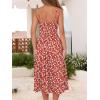 imageCaracilia Women Summer Floral Corset Midi Sundress Casual Spaghetti Strap Beach Vacation Wedding Guest Milkmaid Dress PocketsRed White Floral