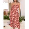 imageCaracilia Women Summer Floral Corset Midi Sundress Casual Spaghetti Strap Beach Vacation Wedding Guest Milkmaid Dress PocketsRed White Floral