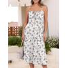 imageCaracilia Women Summer Floral Corset Midi Sundress Casual Spaghetti Strap Beach Vacation Wedding Guest Milkmaid Dress PocketsWhite Purple Floral