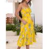 imageCaracilia Women Summer Floral Corset Midi Sundress Casual Spaghetti Strap Beach Vacation Wedding Guest Milkmaid Dress PocketsYellow Black Floral