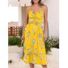 imageCaracilia Women Summer Floral Corset Midi Sundress Casual Spaghetti Strap Beach Vacation Wedding Guest Milkmaid Dress PocketsYellow Black Floral