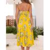 imageCaracilia Women Summer Floral Corset Midi Sundress Casual Spaghetti Strap Beach Vacation Wedding Guest Milkmaid Dress PocketsYellow Black Floral