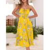 imageCaracilia Women Summer Floral Corset Midi Sundress Casual Spaghetti Strap Beach Vacation Wedding Guest Milkmaid Dress PocketsYellow Black Floral