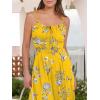 imageCaracilia Women Summer Floral Corset Midi Sundress Casual Spaghetti Strap Beach Vacation Wedding Guest Milkmaid Dress PocketsYellow Black Floral