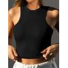 imageCaracilia Women Tank Tops High Neck Crop Tops Racerback Rib Knit Sleeveless Summer Basic Tee Shirts Workout Y2K OutfitsBlack