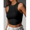 imageCaracilia Women Tank Tops High Neck Crop Tops Racerback Rib Knit Sleeveless Summer Basic Tee Shirts Workout Y2K OutfitsBlack