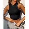 imageCaracilia Women Tank Tops High Neck Crop Tops Racerback Rib Knit Sleeveless Summer Basic Tee Shirts Workout Y2K OutfitsBlack