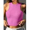 imageCaracilia Women Tank Tops High Neck Crop Tops Racerback Rib Knit Sleeveless Summer Basic Tee Shirts Workout Y2K OutfitsHot Pink