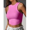 imageCaracilia Women Tank Tops High Neck Crop Tops Racerback Rib Knit Sleeveless Summer Basic Tee Shirts Workout Y2K OutfitsHot Pink