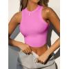 imageCaracilia Women Tank Tops High Neck Crop Tops Racerback Rib Knit Sleeveless Summer Basic Tee Shirts Workout Y2K OutfitsHot Pink