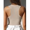 imageCaracilia Women Tank Tops High Neck Crop Tops Racerback Rib Knit Sleeveless Summer Basic Tee Shirts Workout Y2K OutfitsLight Khaki