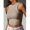 imageCaracilia Women Tank Tops High Neck Crop Tops Racerback Rib Knit Sleeveless Summer Basic Tee Shirts Workout Y2K OutfitsLight Khaki
