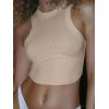 imageCaracilia Women Tank Tops High Neck Crop Tops Racerback Rib Knit Sleeveless Summer Basic Tee Shirts Workout Y2K OutfitsLight Khaki