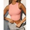 imageCaracilia Women Tank Tops High Neck Crop Tops Racerback Rib Knit Sleeveless Summer Basic Tee Shirts Workout Y2K OutfitsOrange