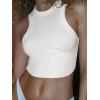 imageCaracilia Women Tank Tops High Neck Crop Tops Racerback Rib Knit Sleeveless Summer Basic Tee Shirts Workout Y2K OutfitsWhite