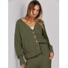 imageCaracilia Womens 2 Piece Outfits Lounge Set V Neck Cardigan Sweater Pants Sets Knit Matching Loungewear 2025 Fall ClothesArmy Green