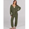 imageCaracilia Womens 2 Piece Outfits Lounge Set V Neck Cardigan Sweater Pants Sets Knit Matching Loungewear 2025 Fall ClothesArmy Green