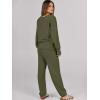 imageCaracilia Womens 2 Piece Outfits Lounge Set V Neck Cardigan Sweater Pants Sets Knit Matching Loungewear 2025 Fall ClothesArmy Green