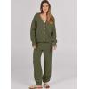 imageCaracilia Womens 2 Piece Outfits Lounge Set V Neck Cardigan Sweater Pants Sets Knit Matching Loungewear 2025 Fall ClothesArmy Green