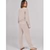 imageCaracilia Womens 2 Piece Outfits Lounge Set V Neck Cardigan Sweater Pants Sets Knit Matching Loungewear 2025 Fall ClothesBeige