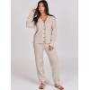 imageCaracilia Womens 2 Piece Outfits Lounge Set V Neck Cardigan Sweater Pants Sets Knit Matching Loungewear 2025 Fall ClothesBeige