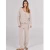 imageCaracilia Womens 2 Piece Outfits Lounge Set V Neck Cardigan Sweater Pants Sets Knit Matching Loungewear 2025 Fall ClothesBeige