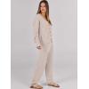 imageCaracilia Womens 2 Piece Outfits Lounge Set V Neck Cardigan Sweater Pants Sets Knit Matching Loungewear 2025 Fall ClothesBeige