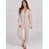 imageCaracilia Womens 2 Piece Outfits Lounge Set V Neck Cardigan Sweater Pants Sets Knit Matching Loungewear 2025 Fall ClothesBeige