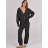 imageCaracilia Womens 2 Piece Outfits Lounge Set V Neck Cardigan Sweater Pants Sets Knit Matching Loungewear 2025 Fall ClothesBlack