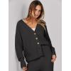 imageCaracilia Womens 2 Piece Outfits Lounge Set V Neck Cardigan Sweater Pants Sets Knit Matching Loungewear 2025 Fall ClothesBlack