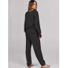 imageCaracilia Womens 2 Piece Outfits Lounge Set V Neck Cardigan Sweater Pants Sets Knit Matching Loungewear 2025 Fall ClothesBlack